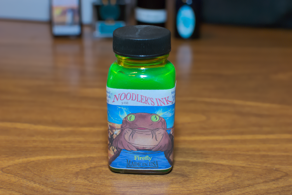 A bottle of Noodler&rsquo;s Firefly ink