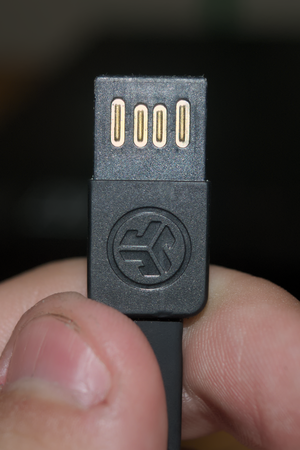 Close-up of the integrated USB cable