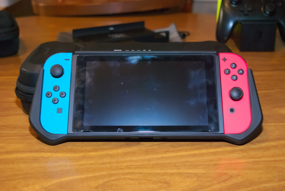 Mumba case on the Switch, front view